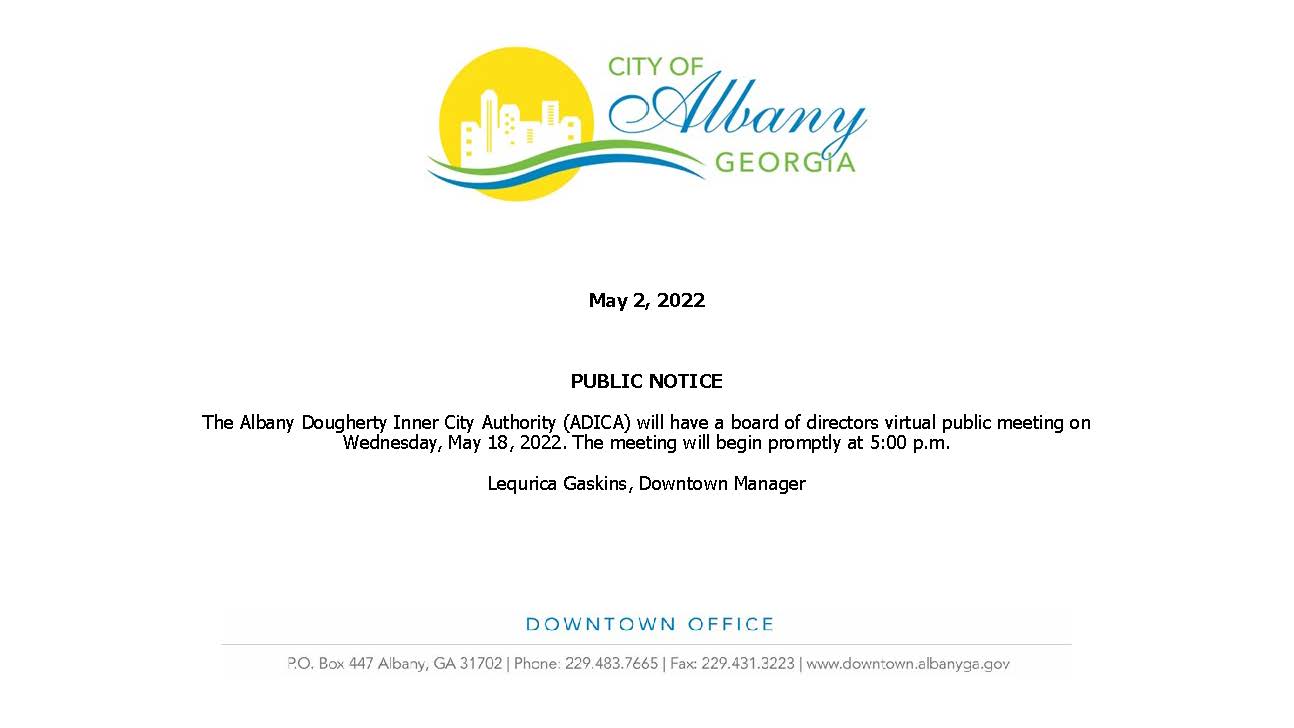 ADICA Public Notice for May 18, 2022