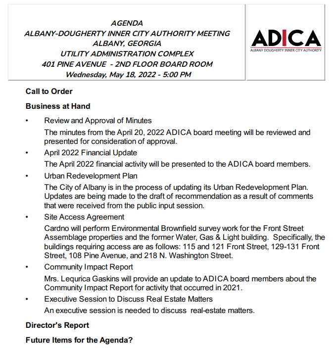 ADICA Agenda 5-18-22