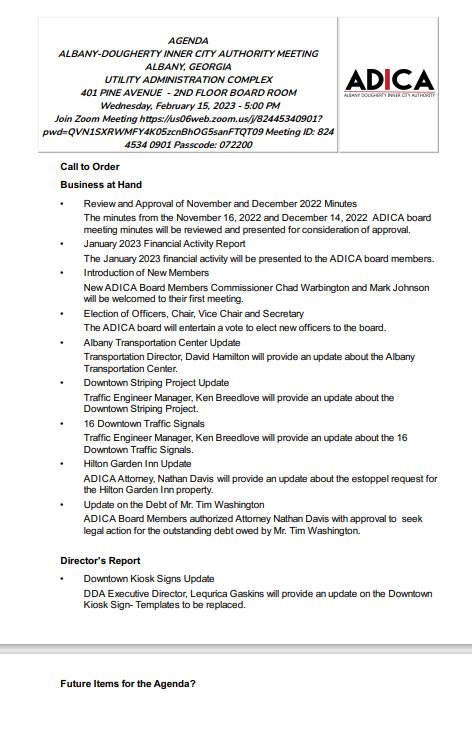 ADICA Agenda February 2023