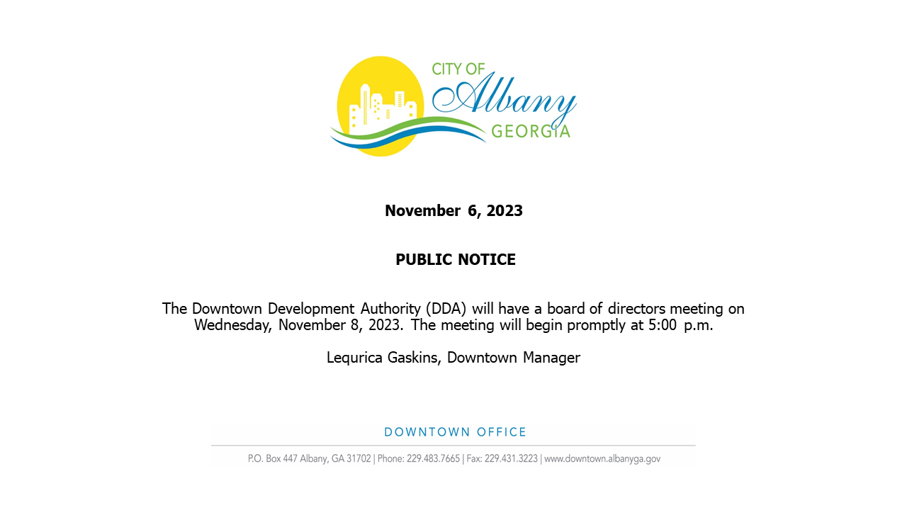 DDA Public Notice - November 2023 DDA Board meeting