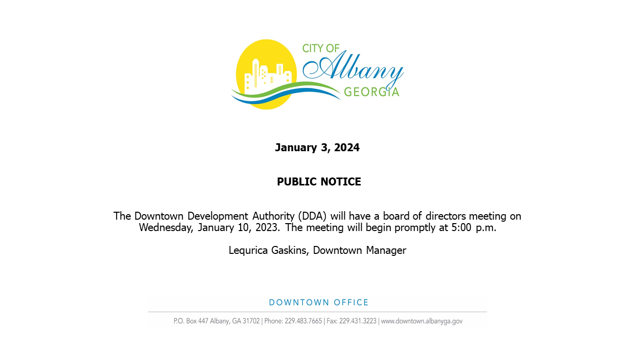 DDA January 2024 Public Notice