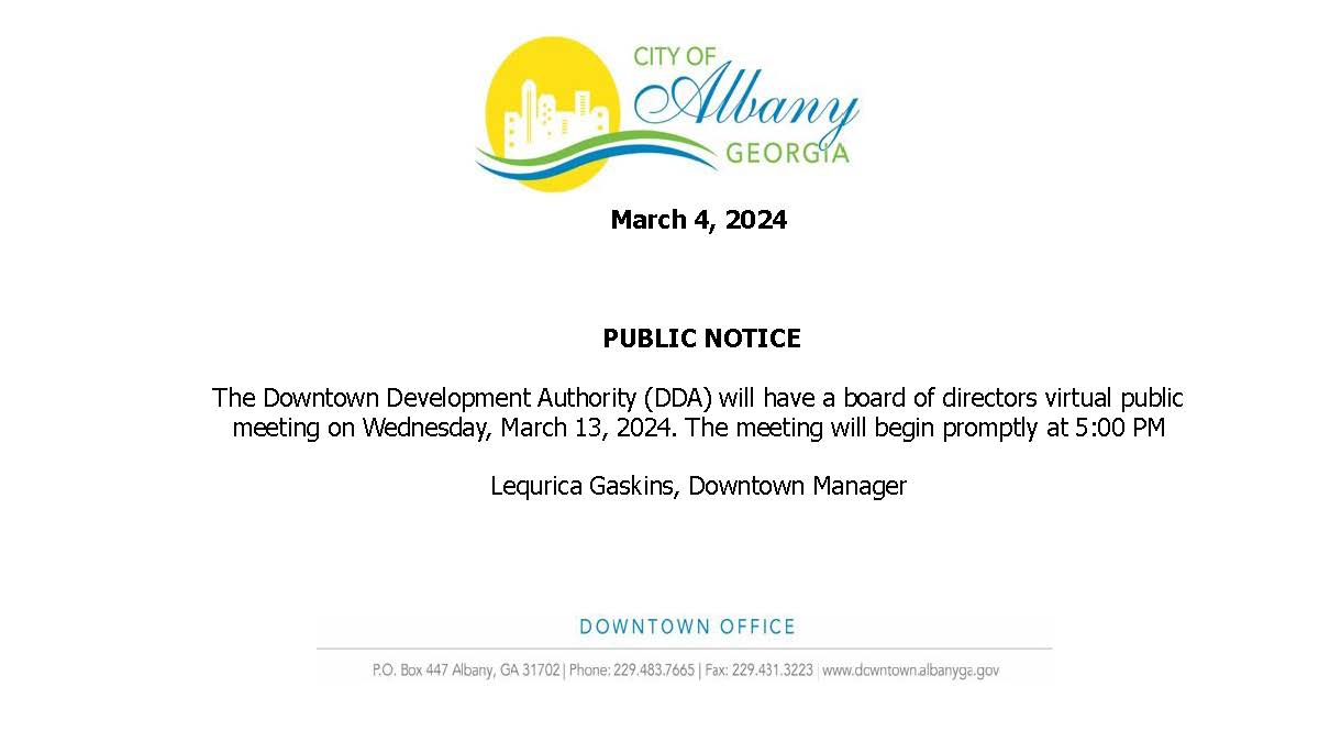 DDA Public Notice for March 13, 2024