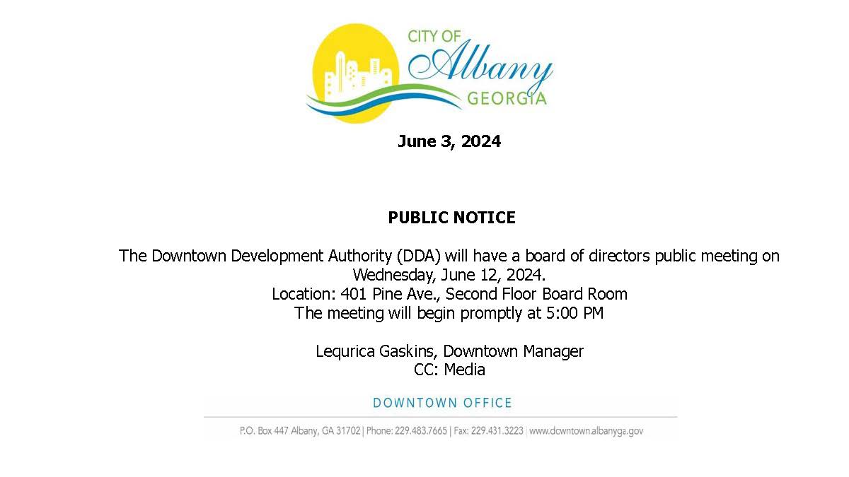 DDA Public Notice for June 12, 2024