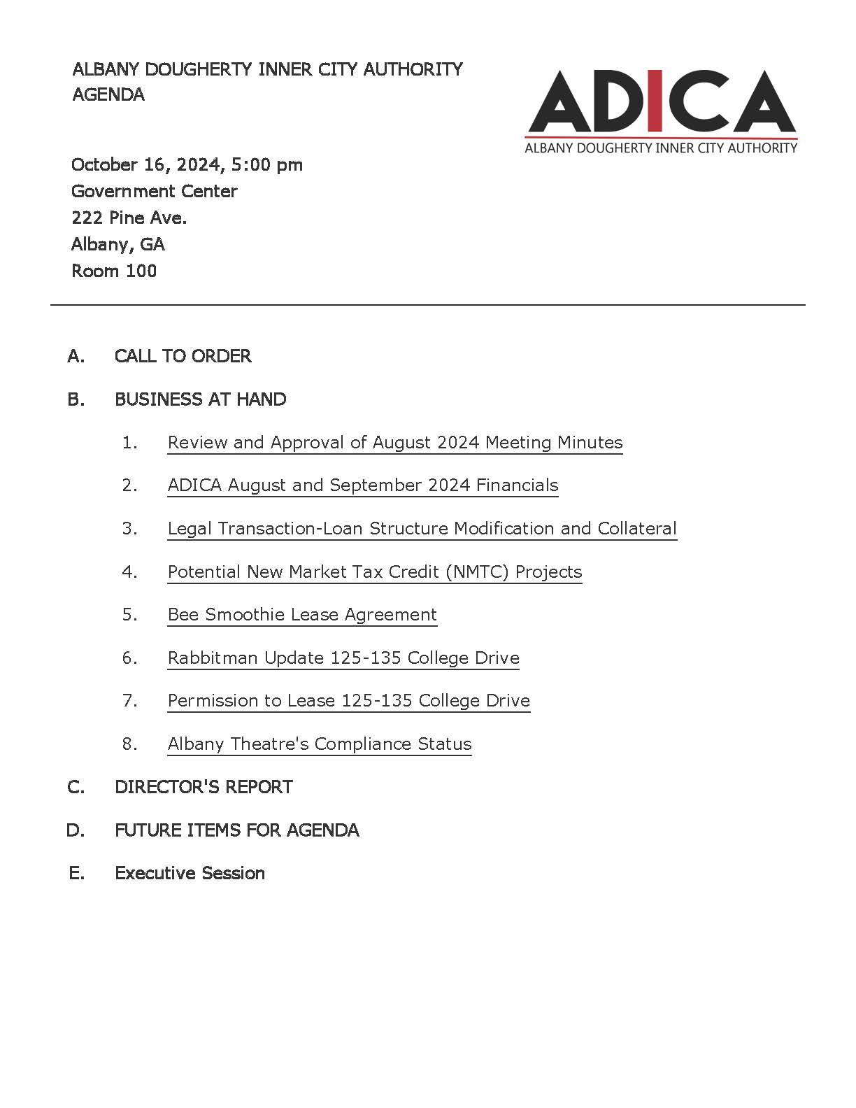 Agenda Table of Contents - ADICA MEETING_Oct16_2024